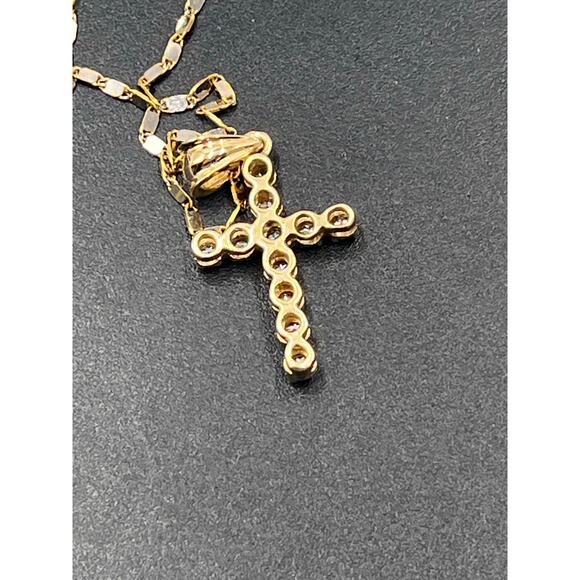 BA Yellow Gold 14K Diamond Cross Religious Flat Link Necklace 4.6 gr .75cctw - Picture 10 of 12